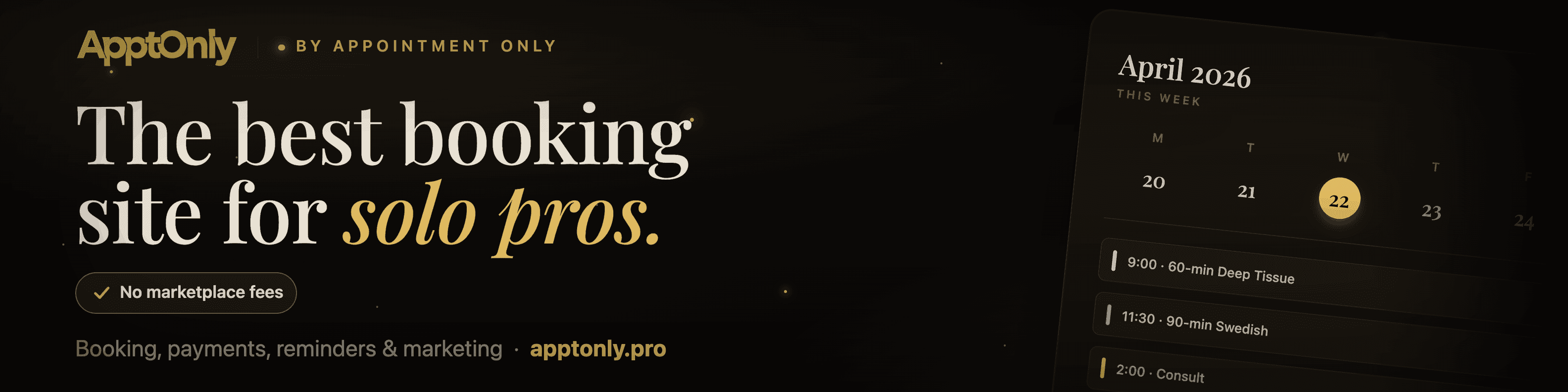 ApptOnly — the best booking site for solo pros